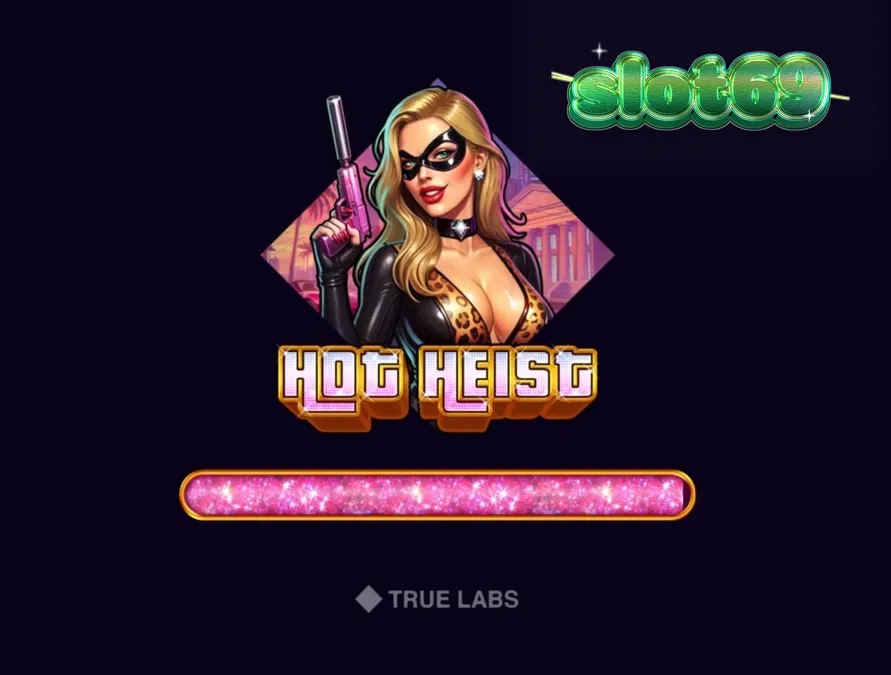 Tampilan antarmuka slot Hot Heist dengan tema neon crime